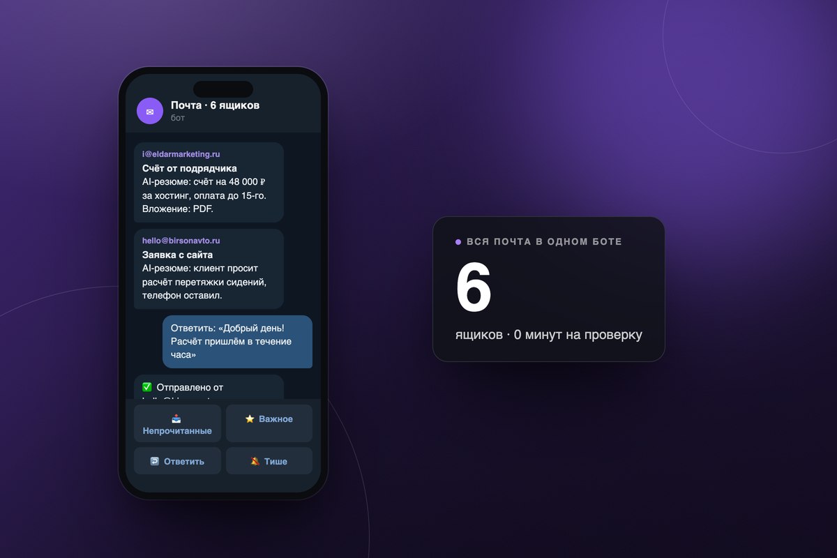 Telegram-бот для управления почтой: 6 ящиков в одном месте