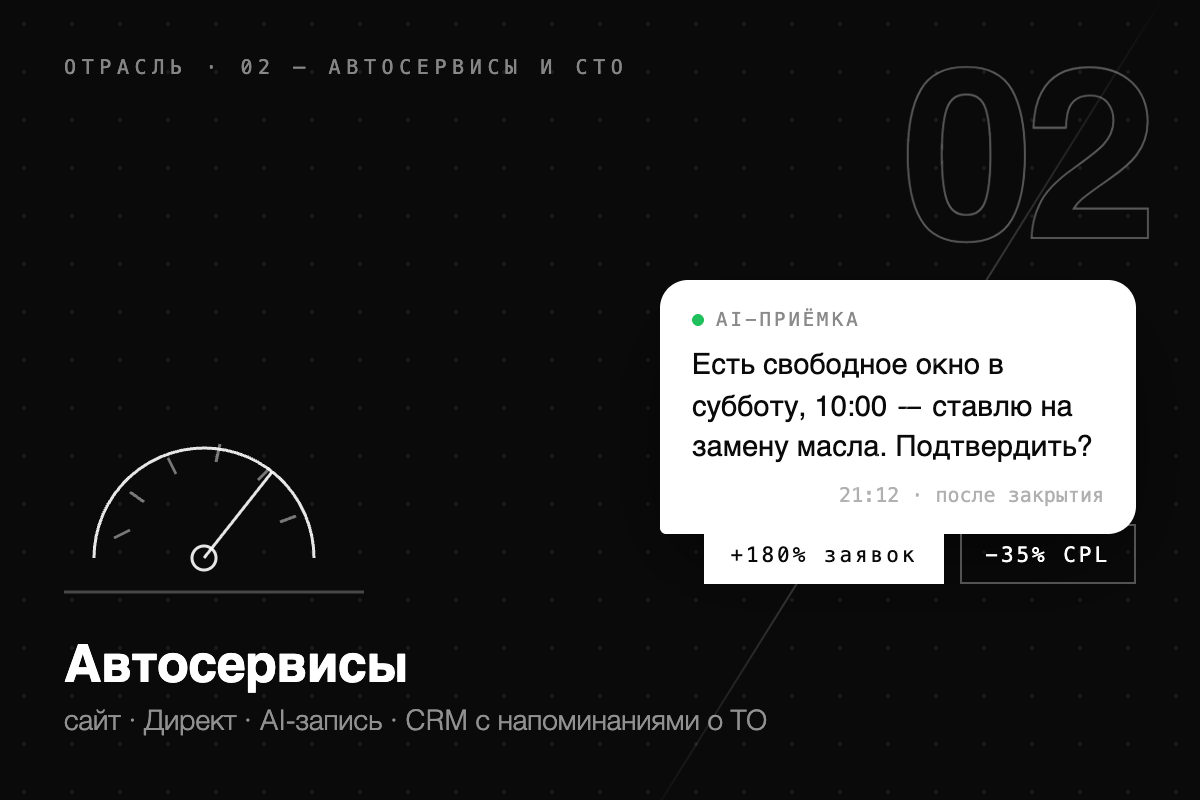 IT для автосервисов: заявки, запись, CRM и реклама одной системой